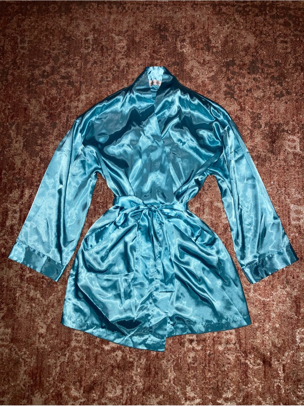 Vintage 1996 Teal Blue Satin Robe
